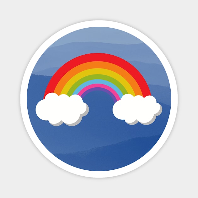 Rainbow with Puffy Clouds in Blue Mountains Magnet by livmilano